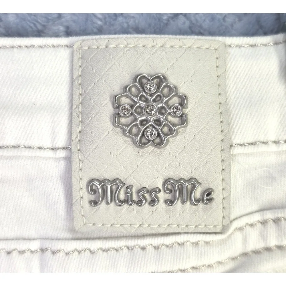Miss‎ Me Girls White Denim Bermuda Shorts Wing Sequin Flap Pocket Size 12